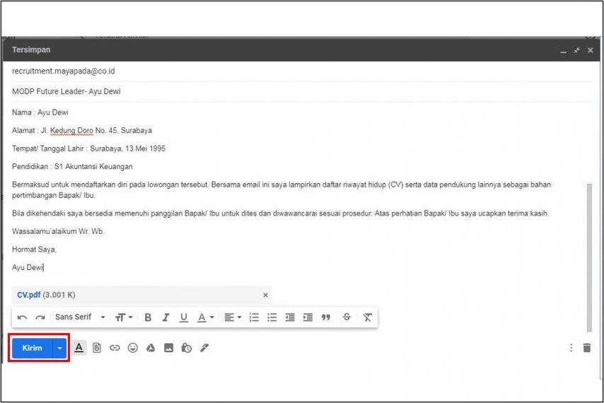 Contoh Template Surat Lamaran Kerja Via Email Yang Menarik