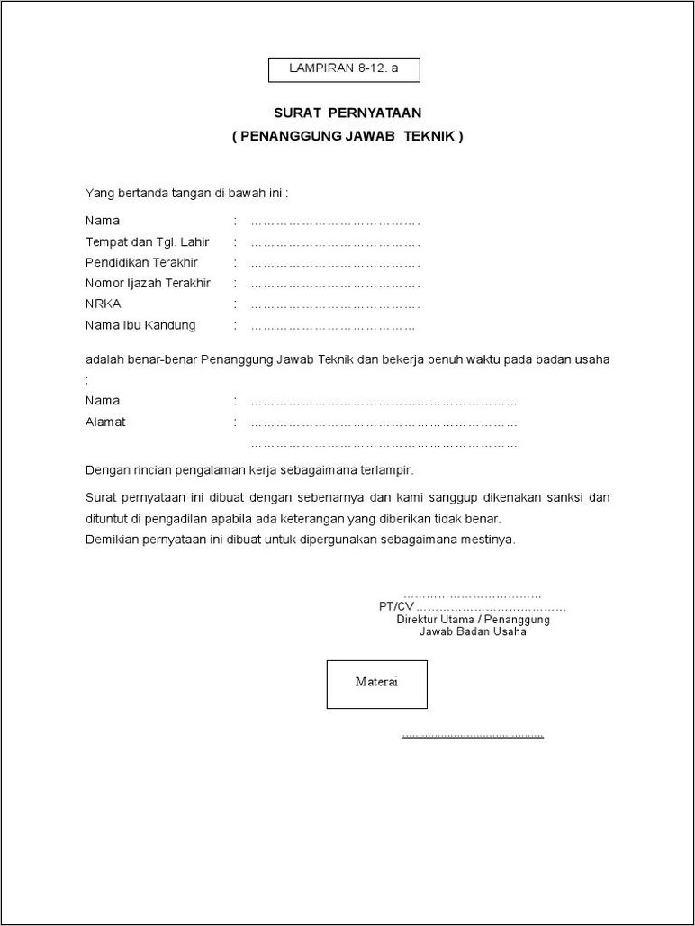 Heat Exchanger Contoh Surat Pernyataan Hasil Pekerjaan