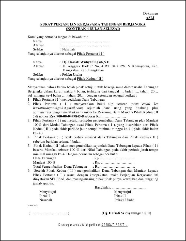 Surat Pengambilalihan Pekerjaan Contoh