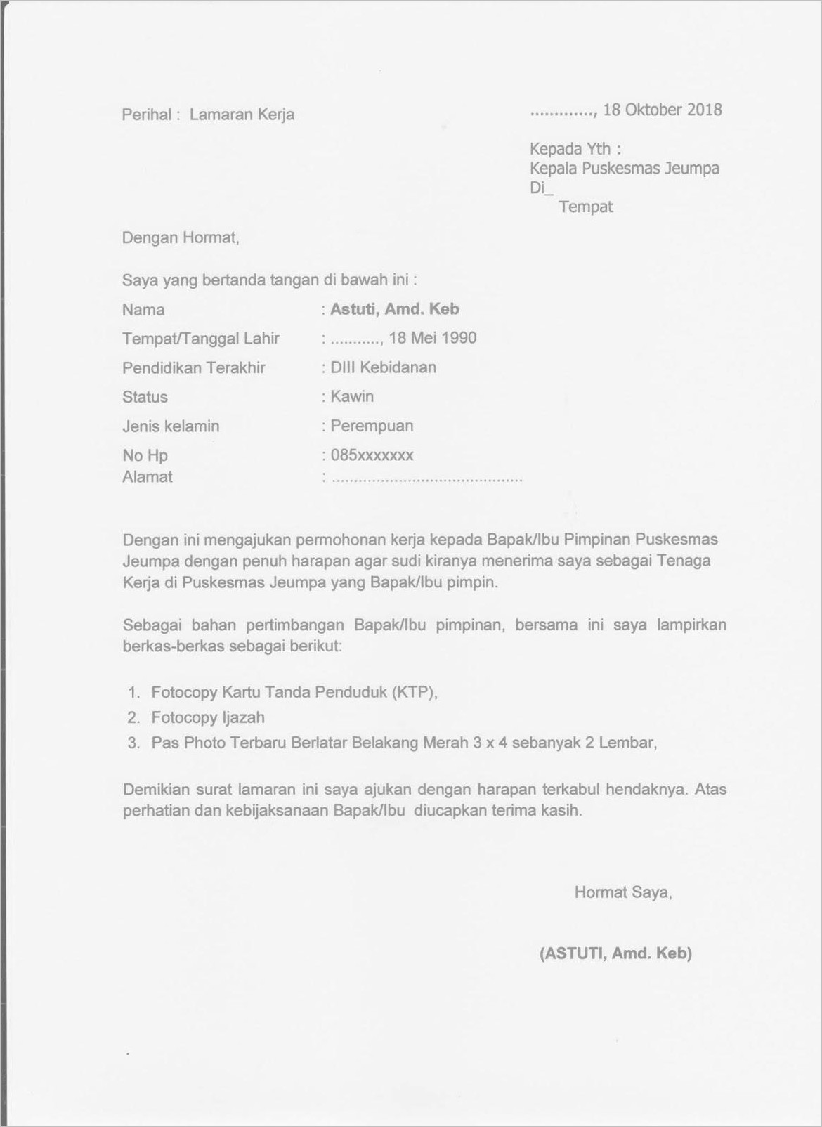 Surat Restoran Pengalaman Kerja Contoh