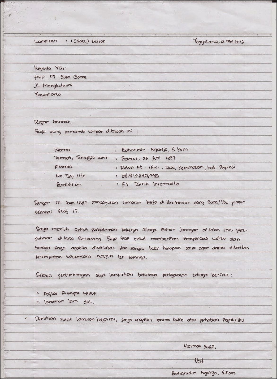 Tutorial Contoh Surat Pengalaman Kerja