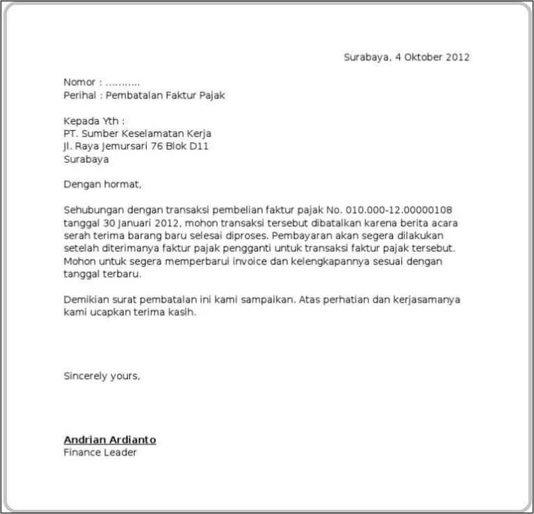 Surat Perjanjian – Desain Contoh Surat