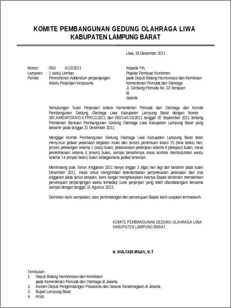 Contoh Adendum Surat Perjanjian Kerjasama