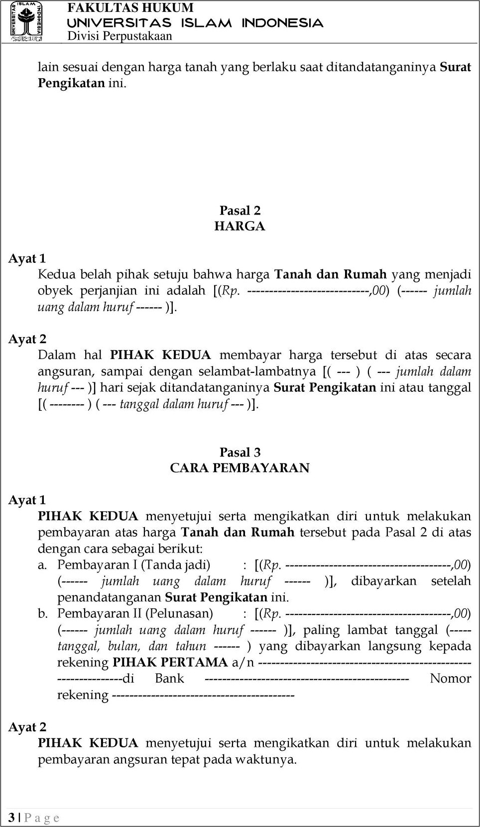 Contoh Amandemen Surat Perjanjian Pengalihan Pihak