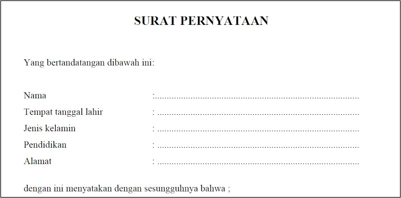 Contoh Form Surat Keterangan Tidak Pernah Dipidana