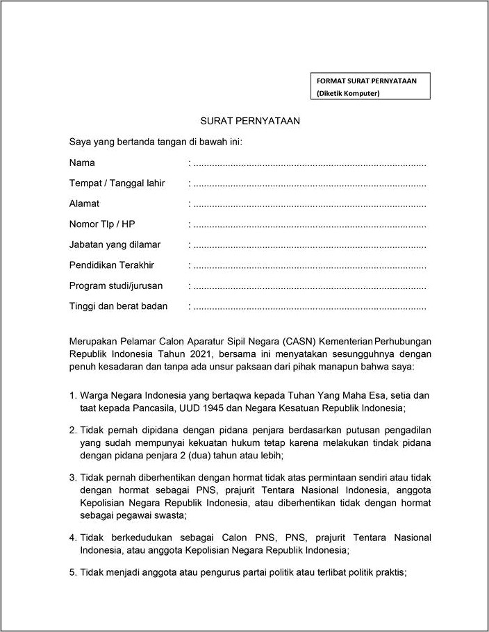 Contoh Format Doc Surat Pernyataan Memiliki Ijazah Asli