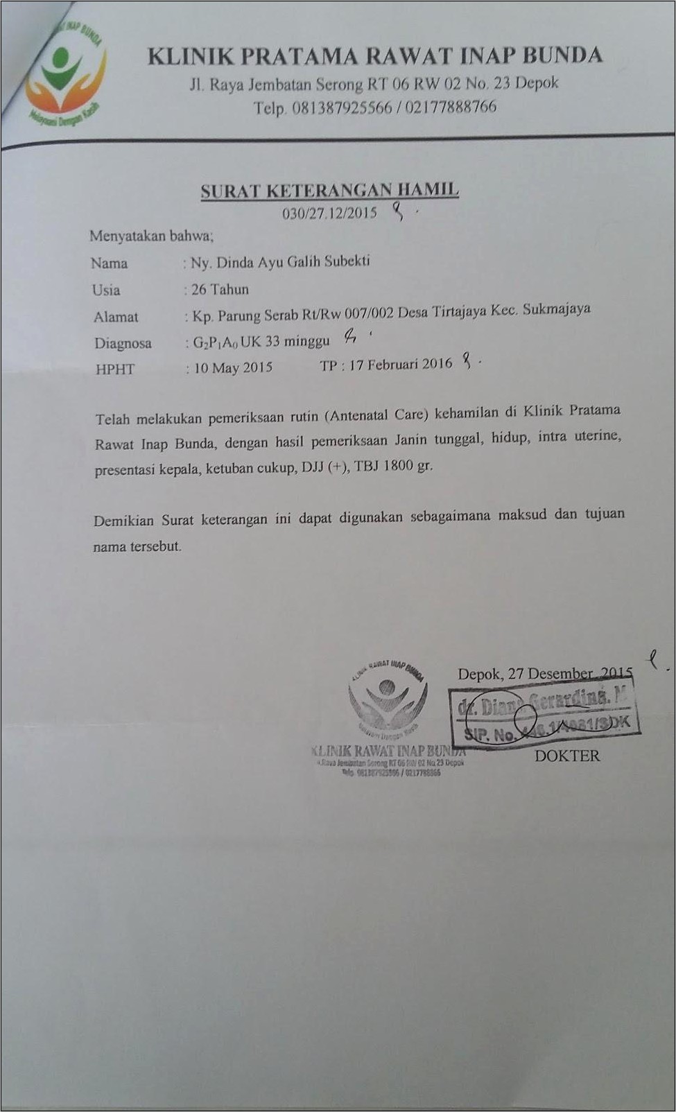 Contoh Format Surat Keterangan Bpjs Calon Bayi