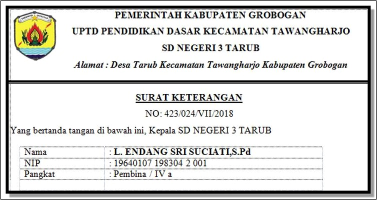 Contoh Format Surat Keterangan Menerima Siswa