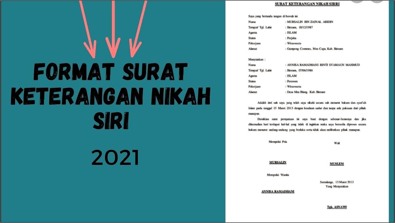 Contoh Format Surat Keterangan Nikah