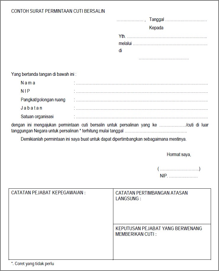 Contoh Format Surat Permohonan Cuti Kuliah