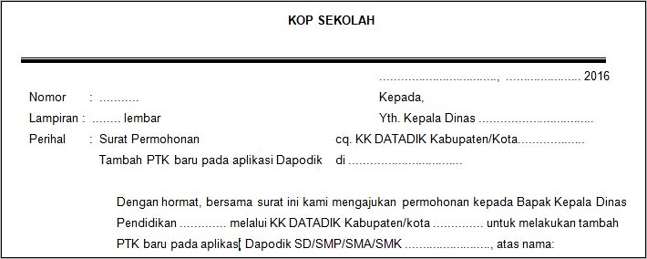 Contoh Format Surat Pernyataan Pengajuan Ptk