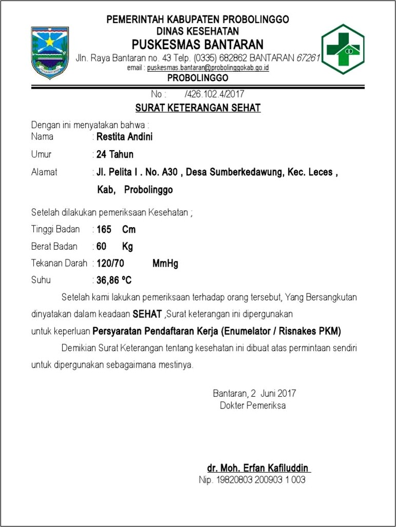 Contoh Kop Surat Keterangan Pkm