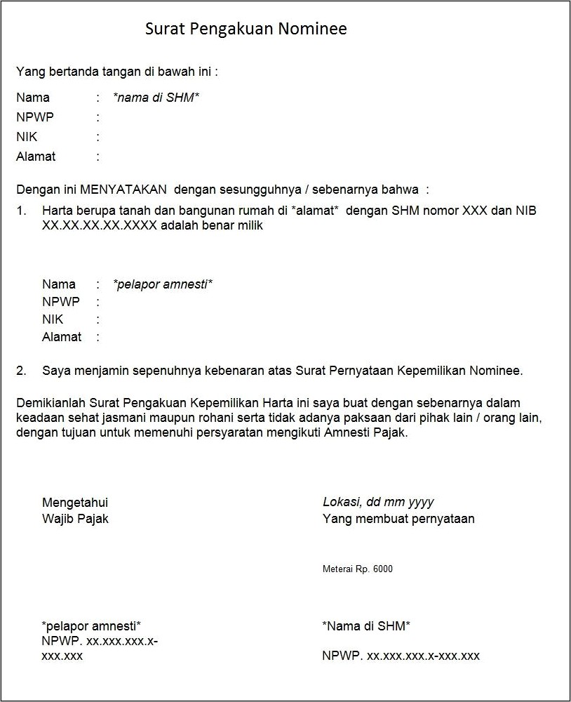 Contoh Lampiran Surat Pernyataan Kepemilikan Tanah