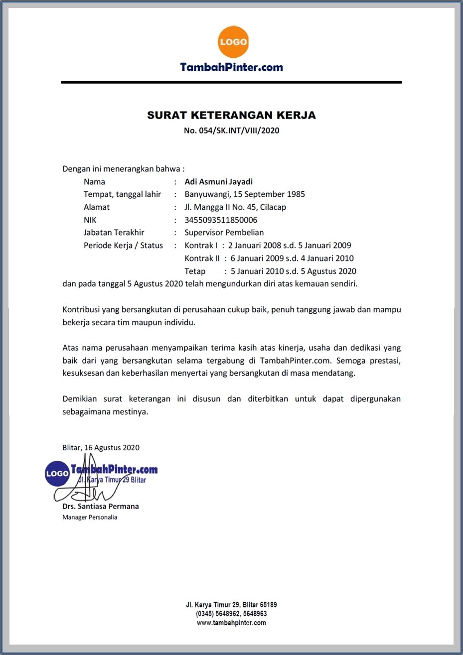 Contoh No Surat Pernyataan