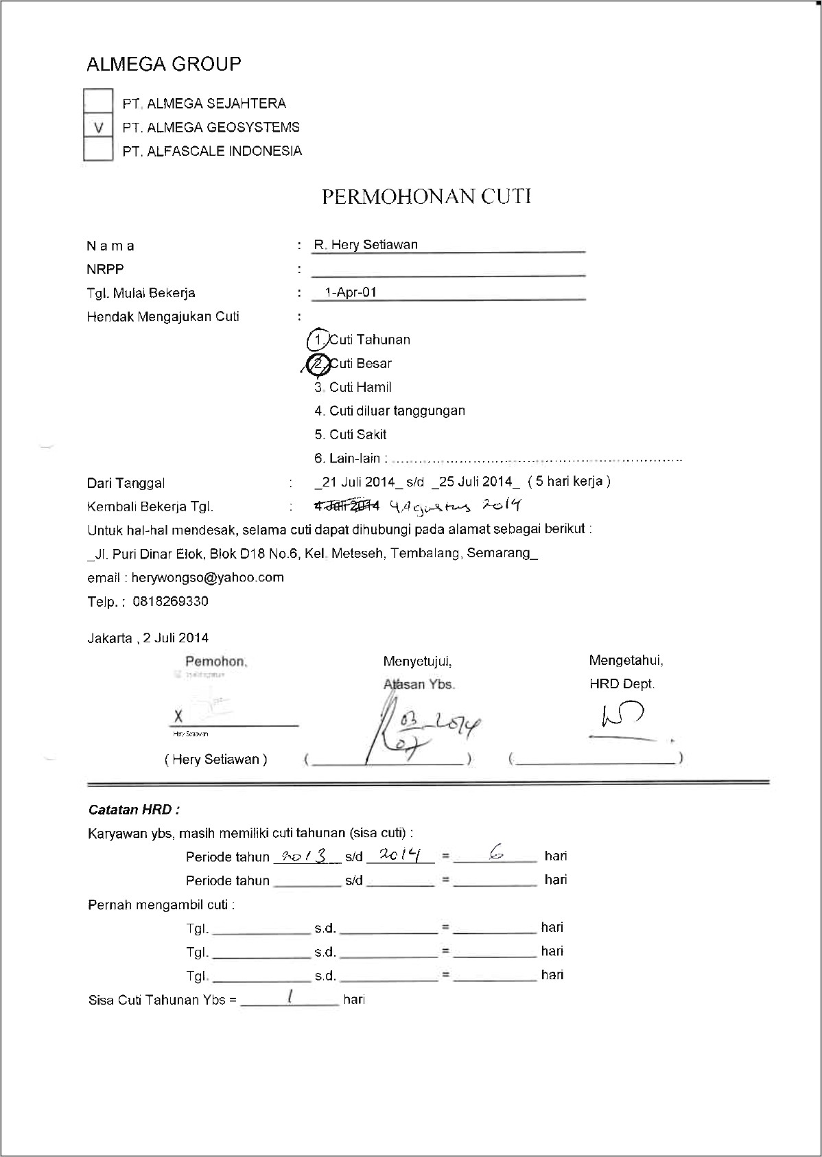 Contoh Nomor Surat Keterangan Di Sd Cuti