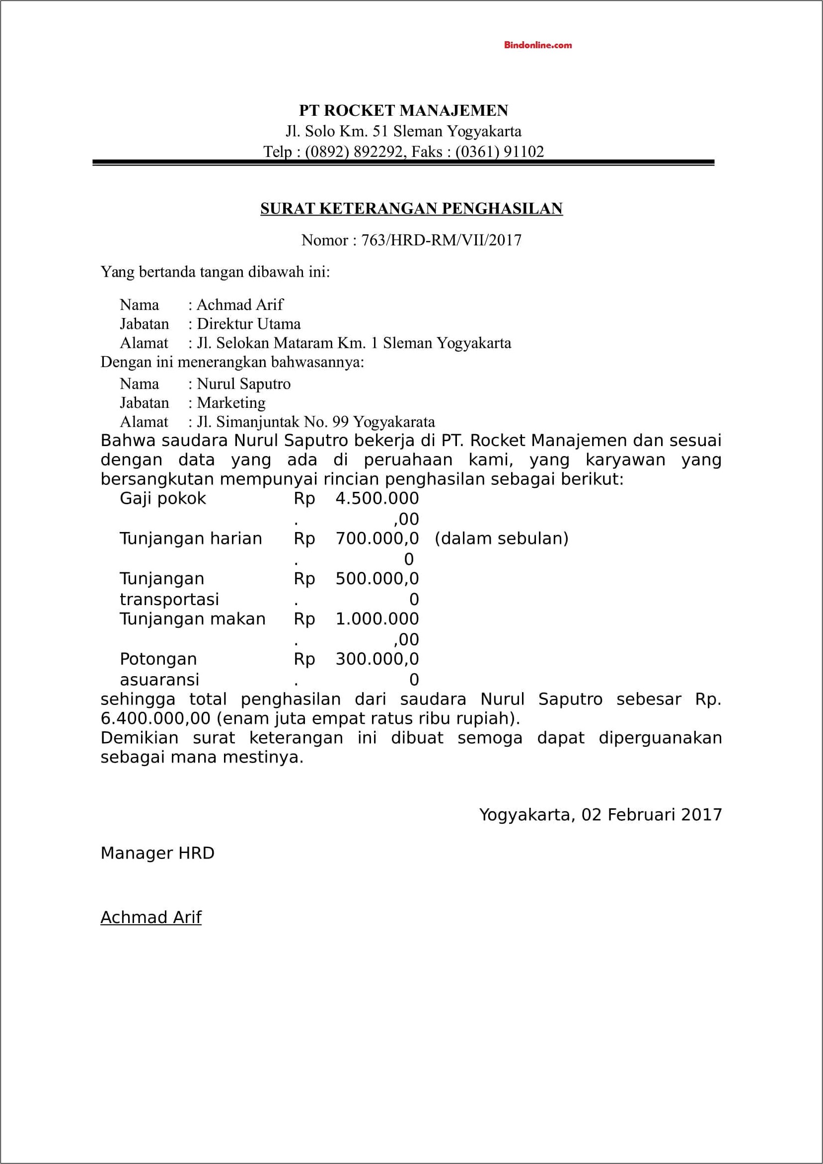 Contoh Nomor Surat Keterangan