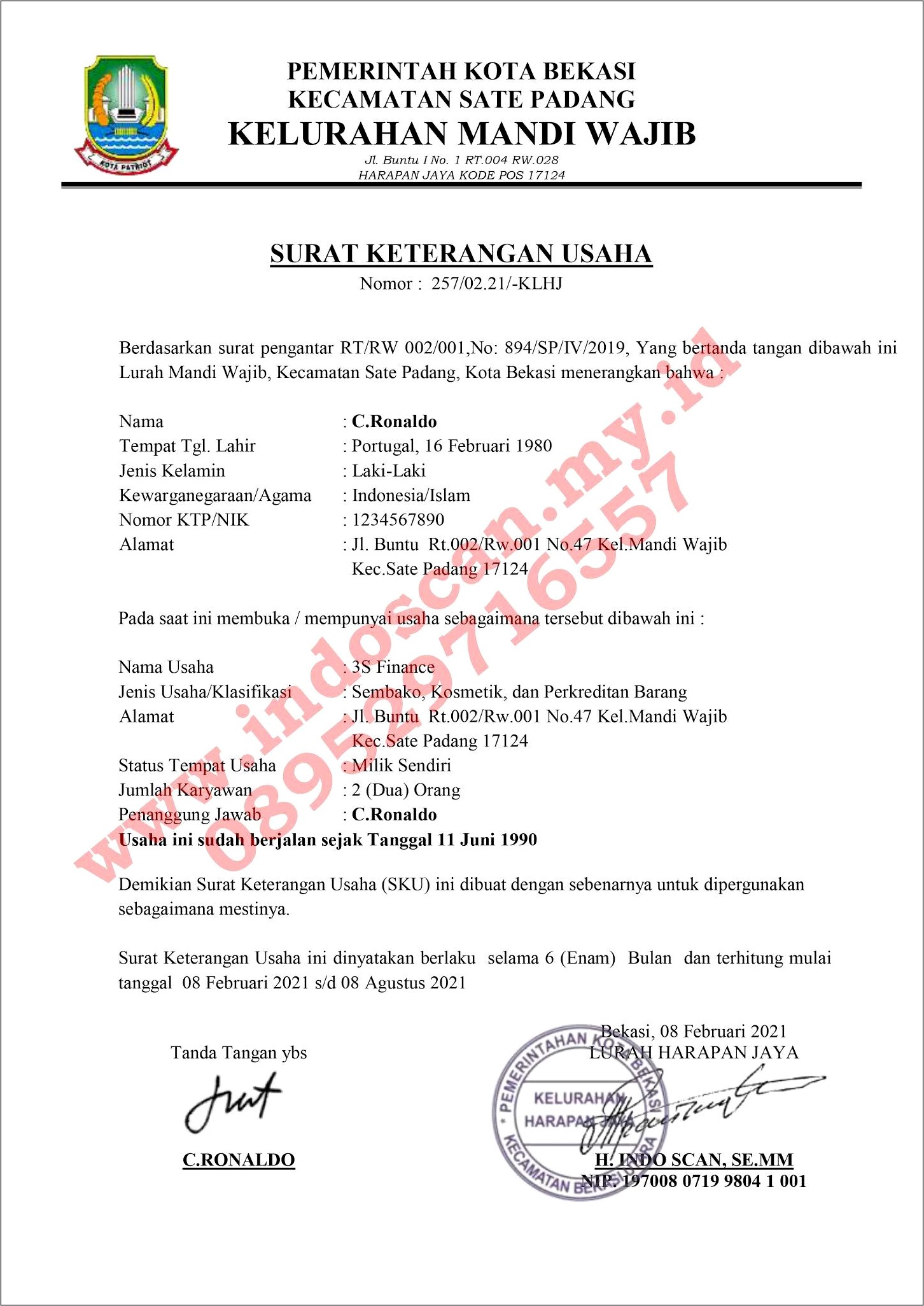 Contoh Pengantar Rt Surat Keterangan Usaha