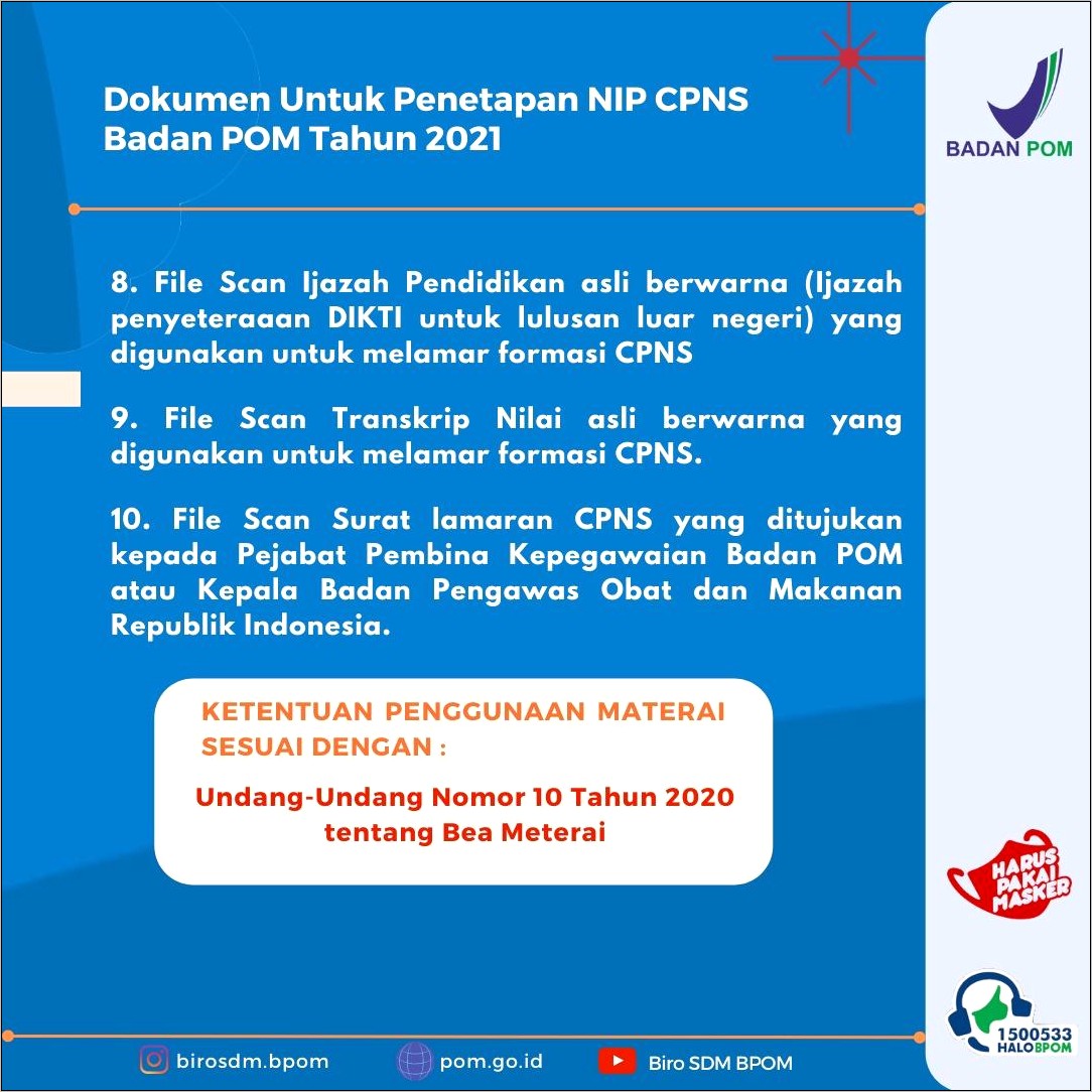 Contoh Pengisian Di Surat Pernyataan Cpns Bpom 2019