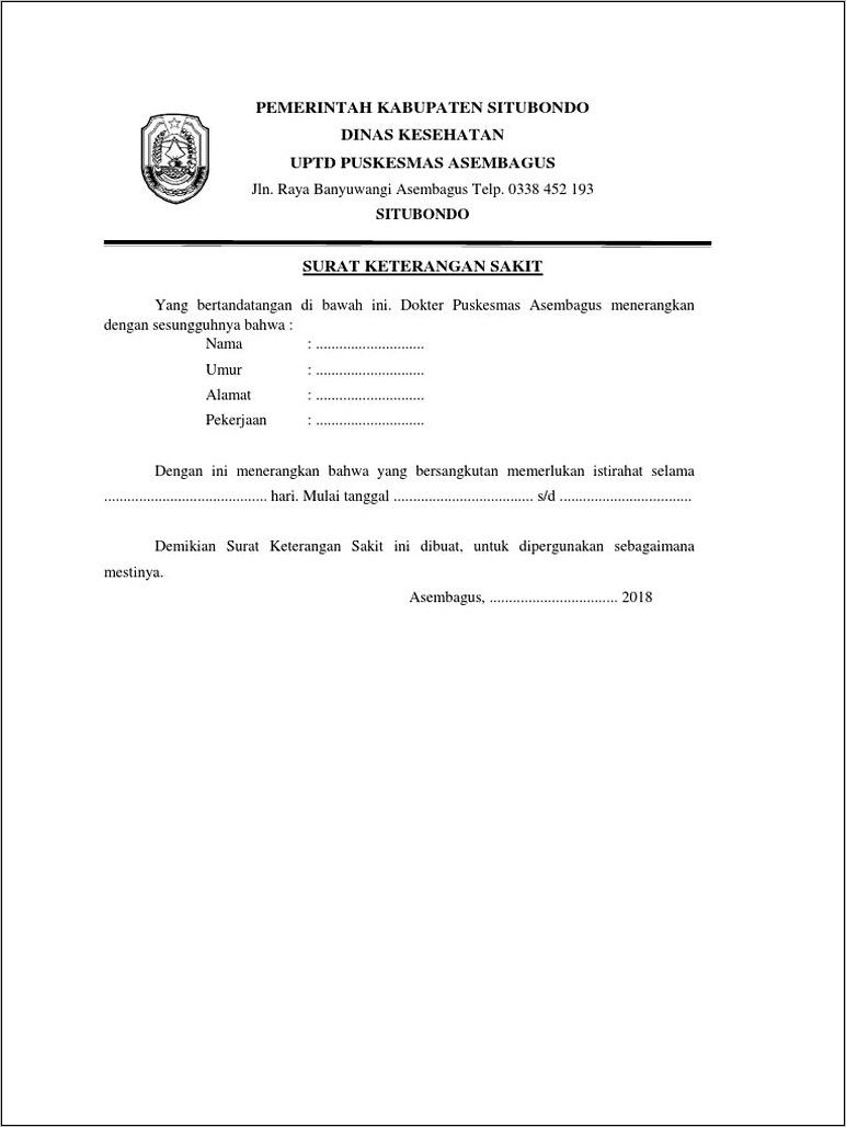 Contoh Penulisan Surat Surat Keterangan Kabupaten Banyuwangi