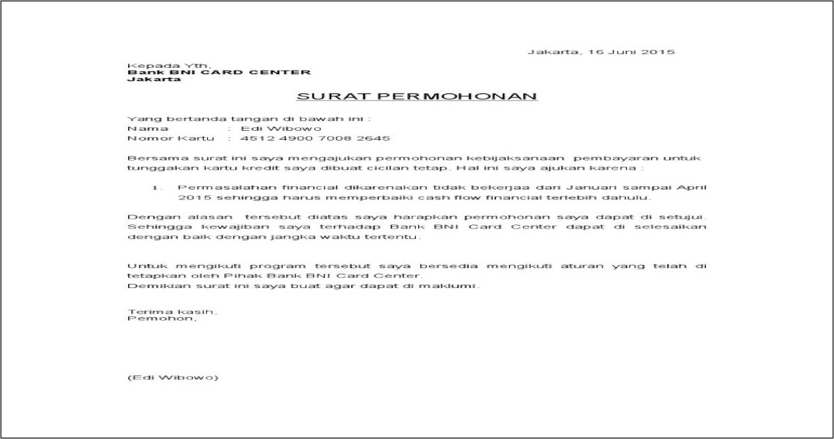 Contoh Permohonan Surat Dispen