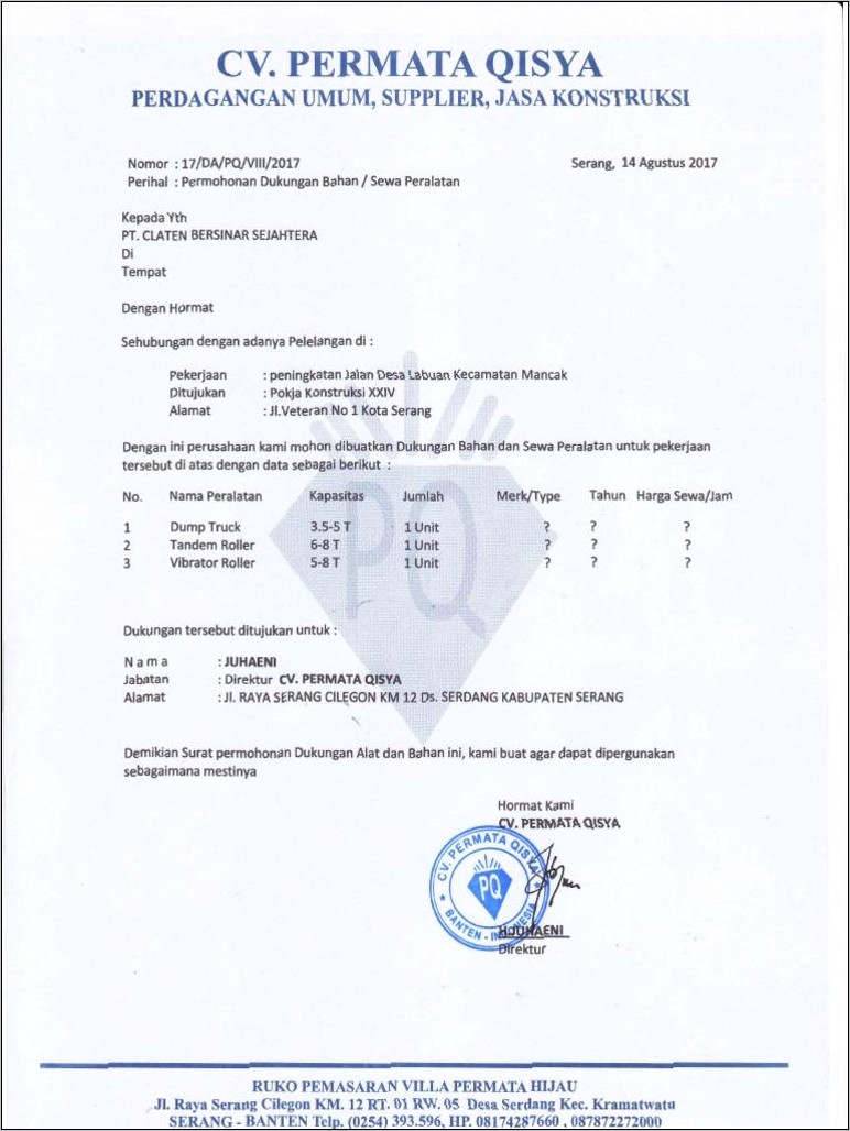 Contoh Surat Permohonan Dukungan Tender Surat Permohonan Desain The