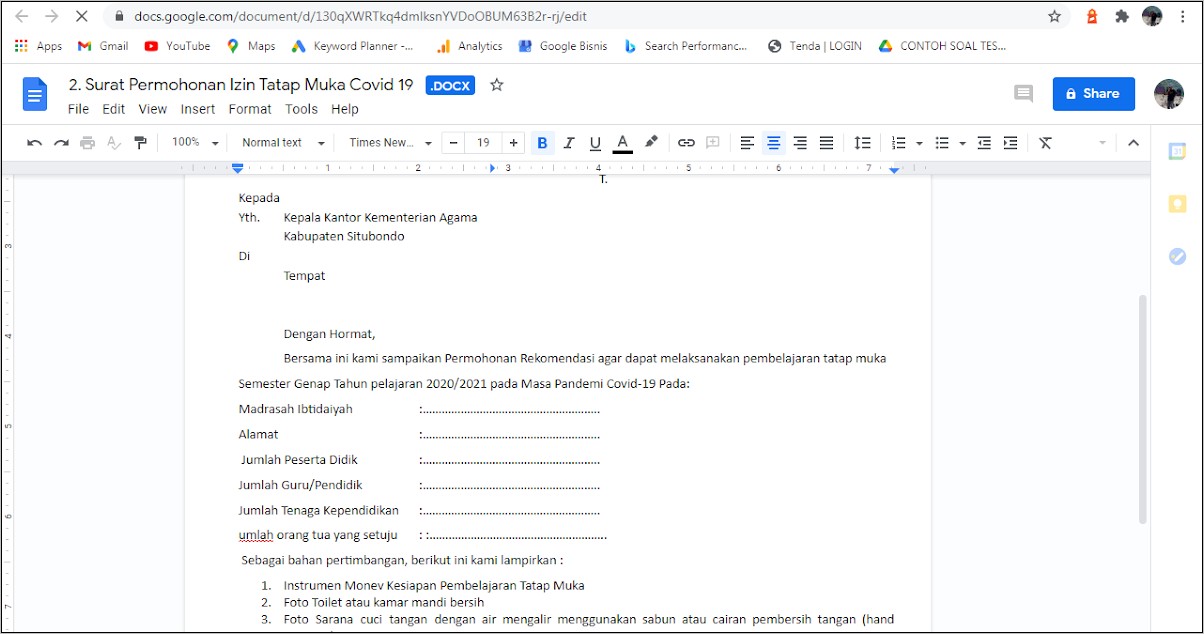 Contoh Permohonan Surat Edaran