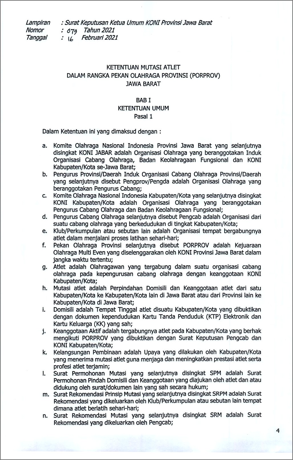 Contoh Permohonan Surat Mutasi Atlet