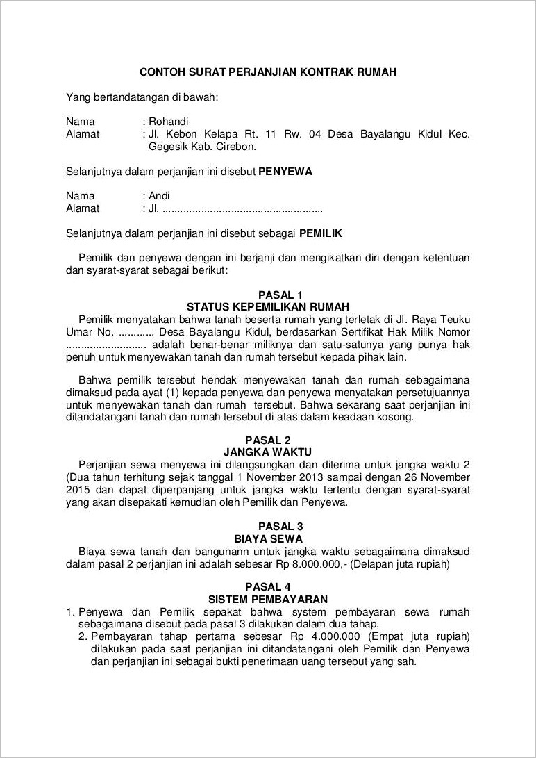 Contoh Permohonan Surat Pekarangan Rumah