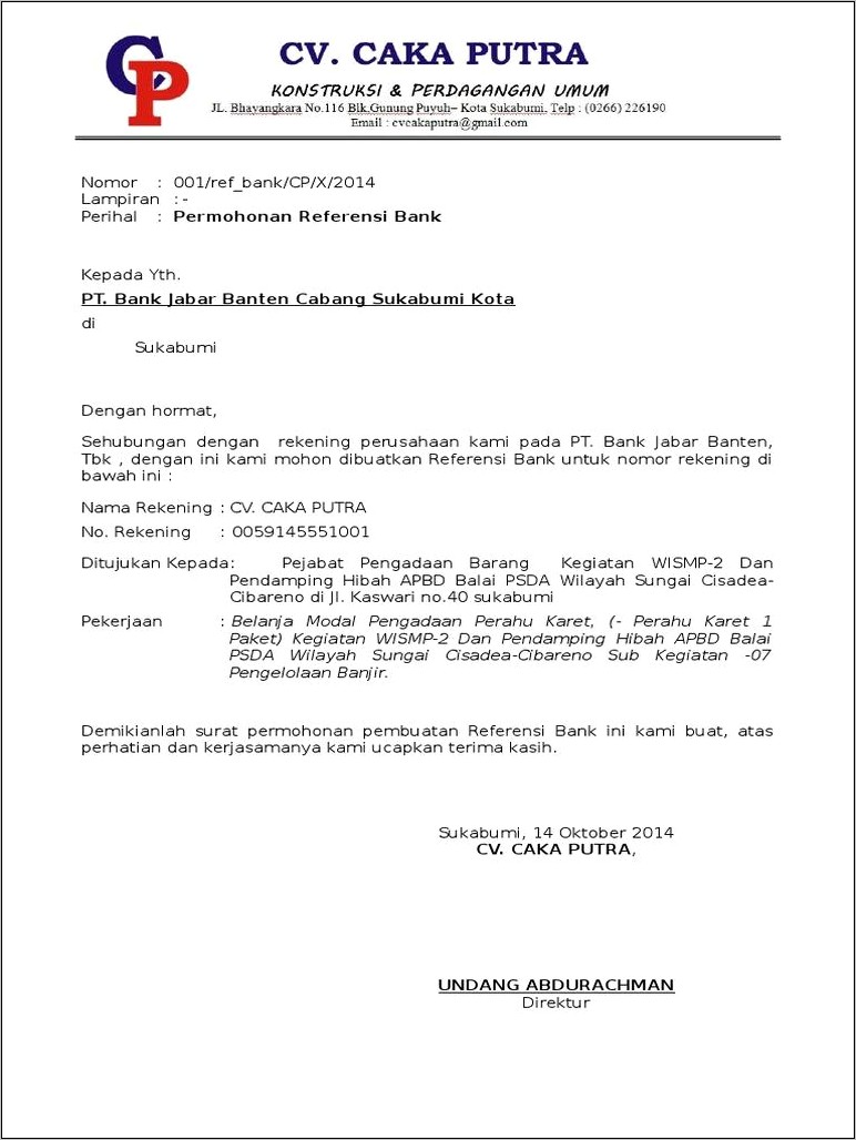 Contoh Permohonan Surat Referensi Bank Jatim