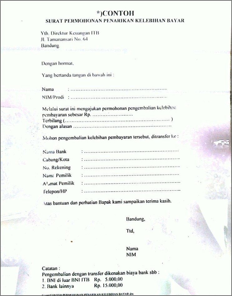 Contoh Surat Balasan Pengembalian Surat Permohonan