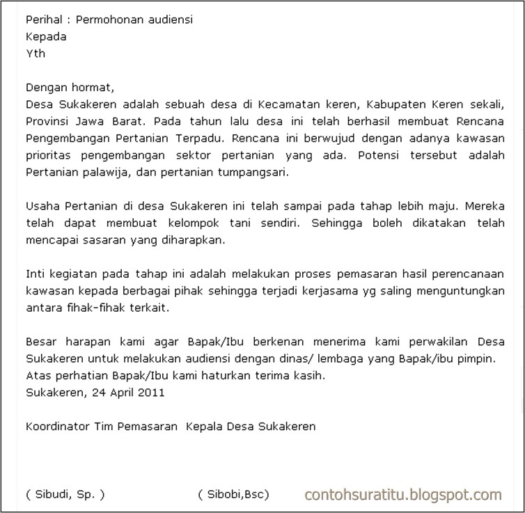 Contoh Surat Balasan Permohonan Audiensi