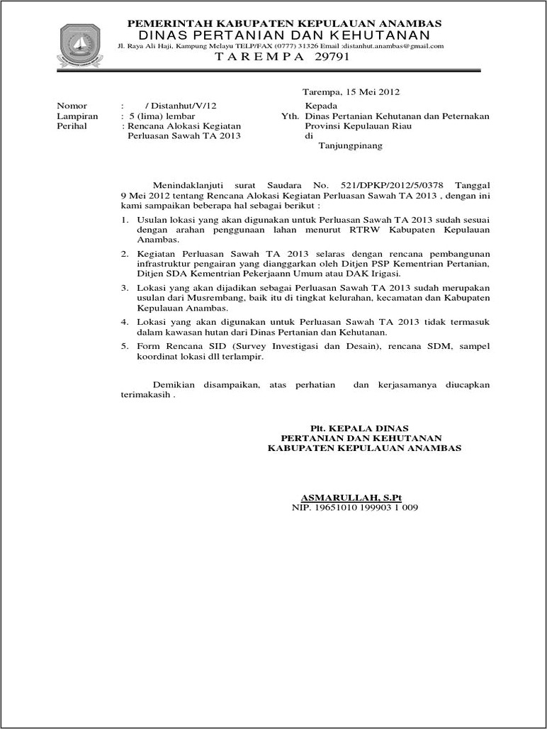 Contoh Surat Balasan Permohonan