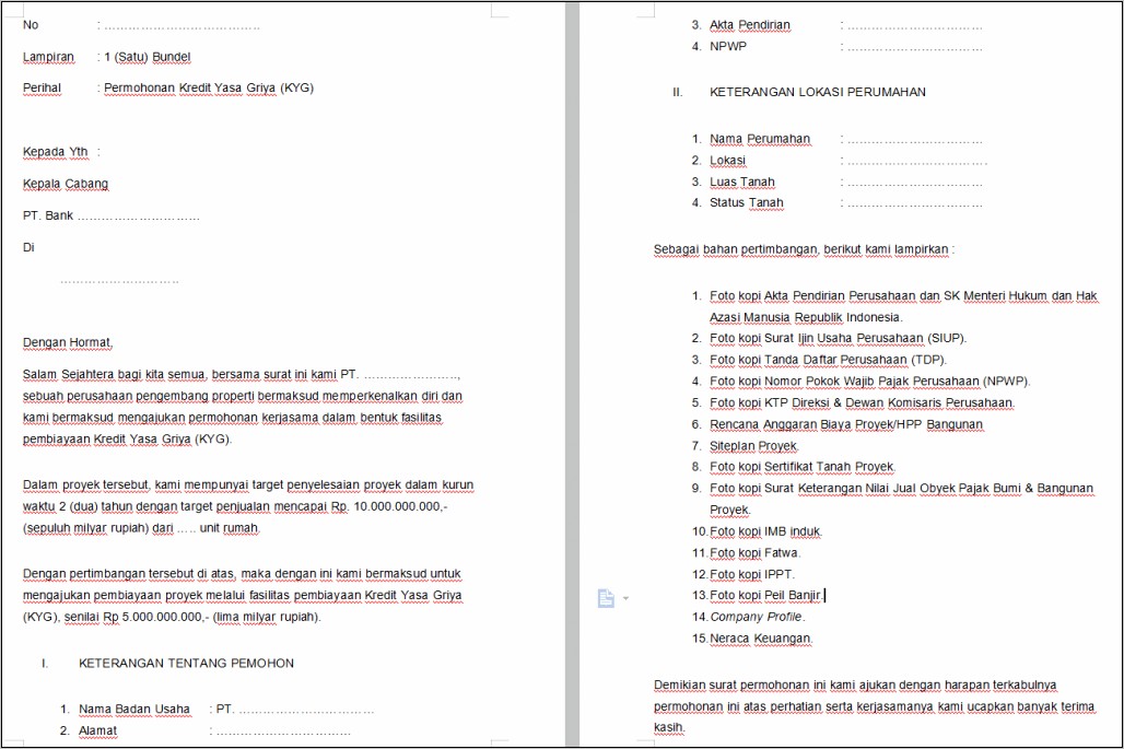 Contoh Surat Cheklist Btn Permohonan Kredit Dari Direksi