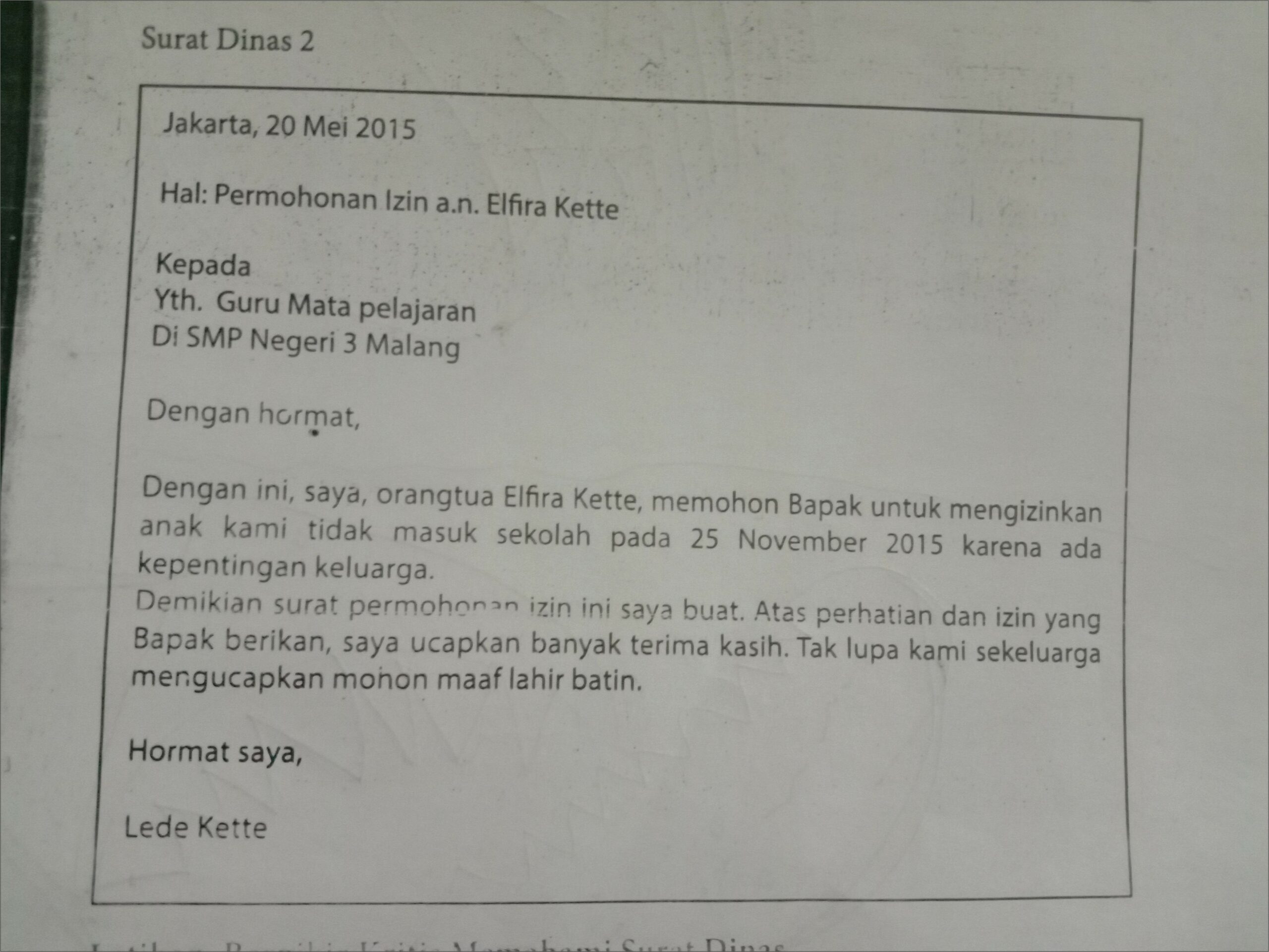 Contoh Surat Dinas Berisi Permohonan Izin Meminjam Tenda