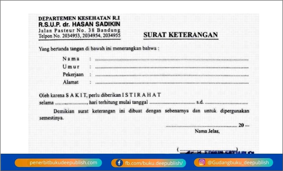 Contoh Surat Izin Keterangan Sakit Dario Rumah Sakit