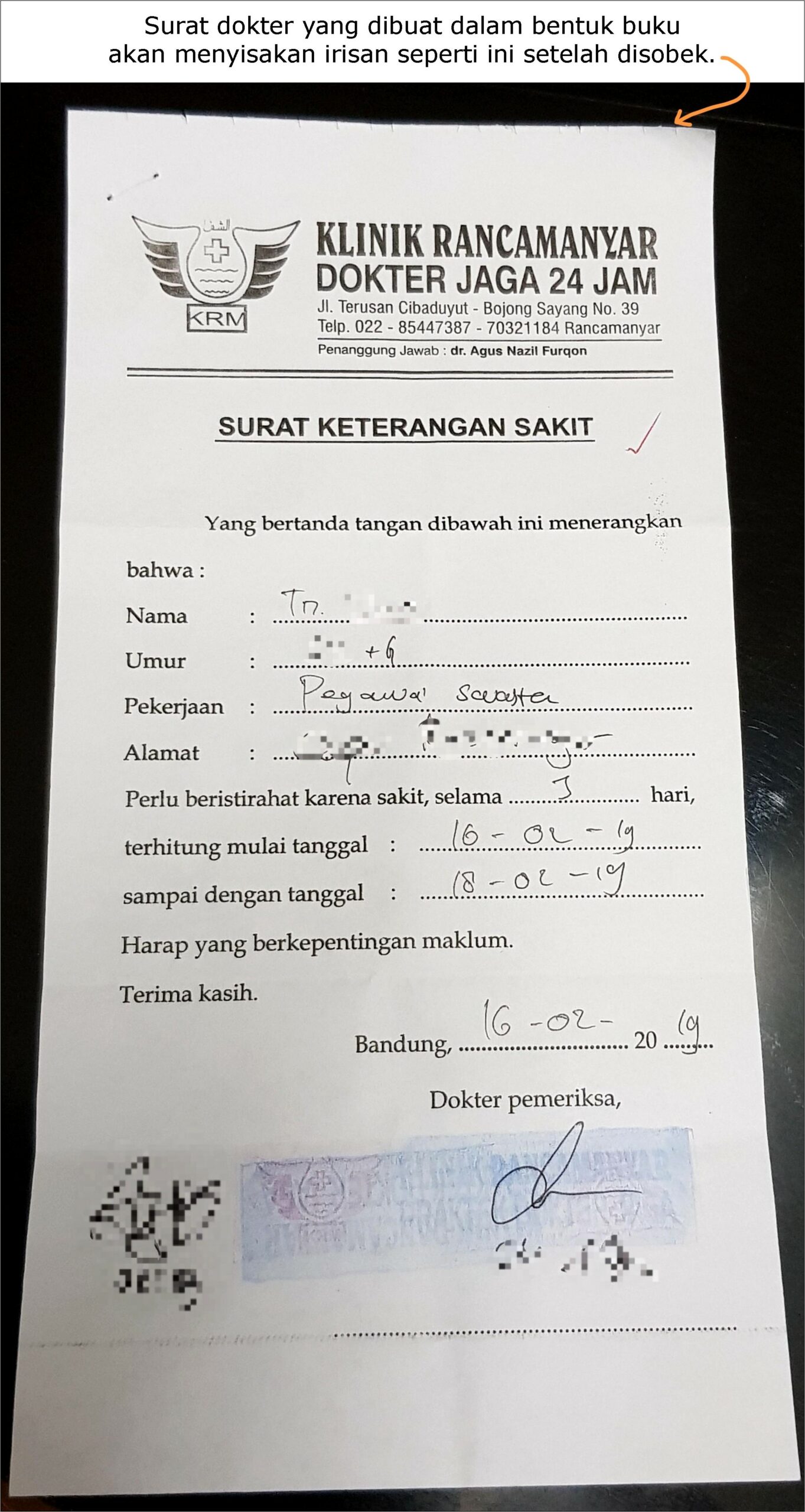 Contoh Surat Izin Sakit Tanpa Keterangan Dokter