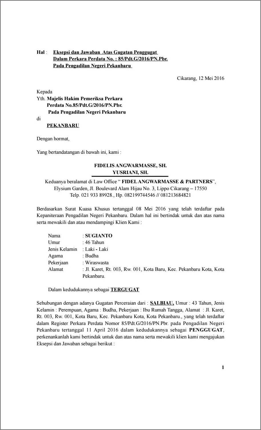 Contoh Surat Jawaban Permohonan