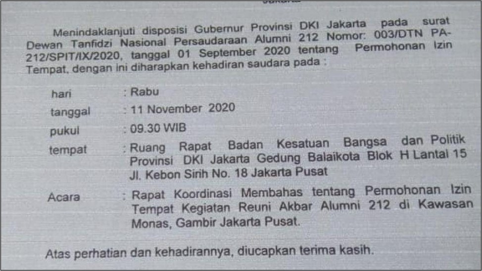 Contoh Surat Kepada Atasan Tentang Permohonan Izin Reuni