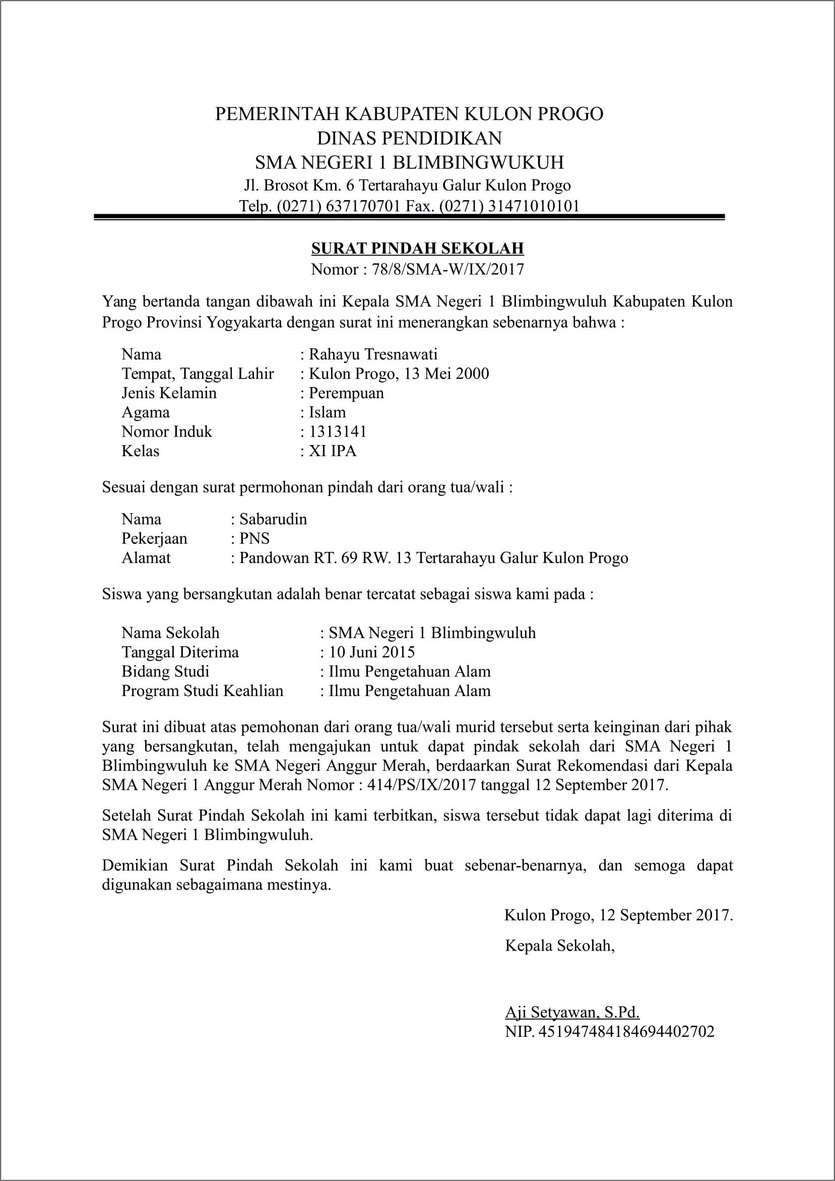 Contoh Surat Keterang Dari Sma Pdf