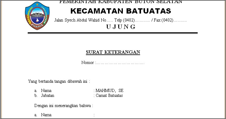 Contoh Surat Keterang Desa 3 Nama