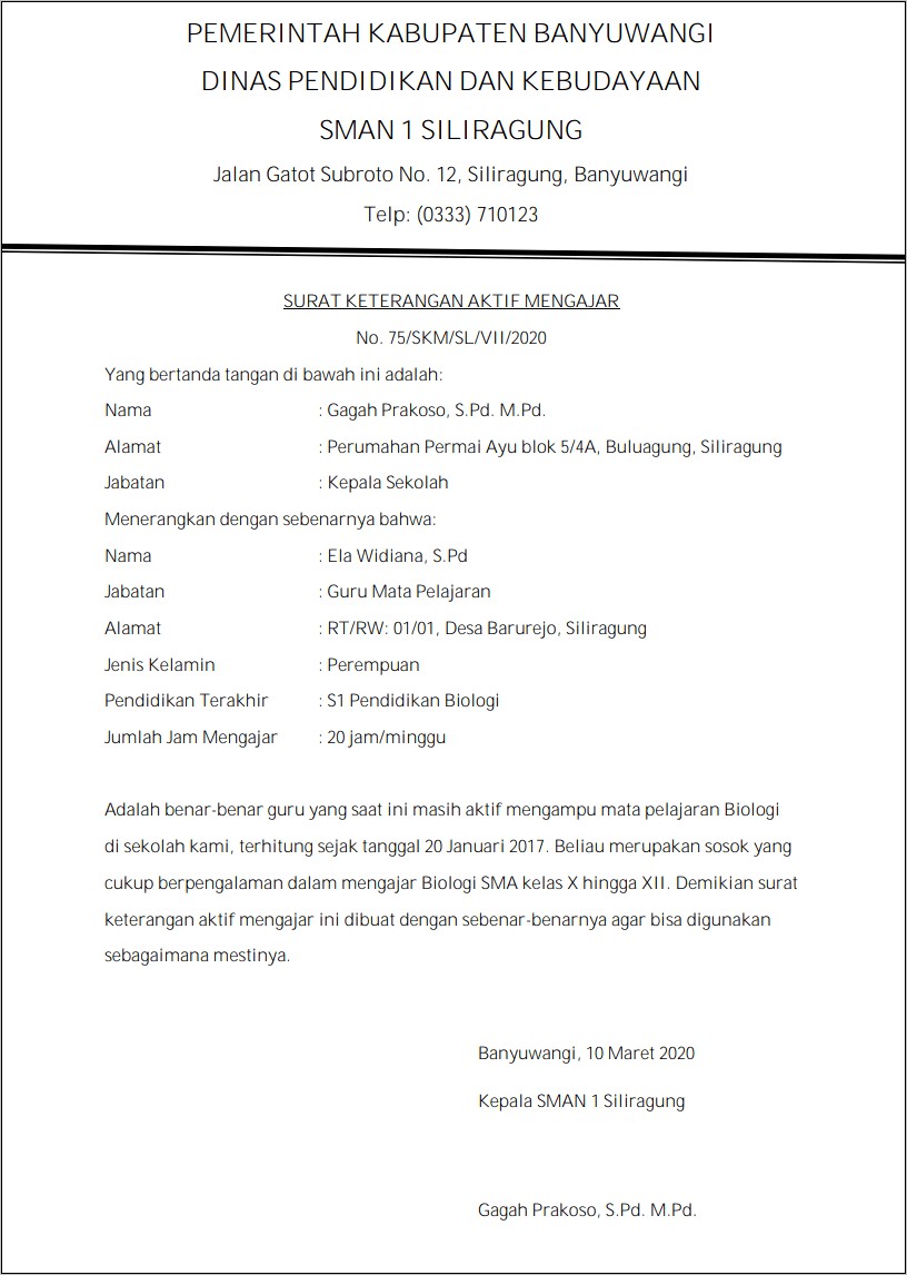 Contoh Surat Keterangan Aktif Dari Kepala Sekolah.doc
