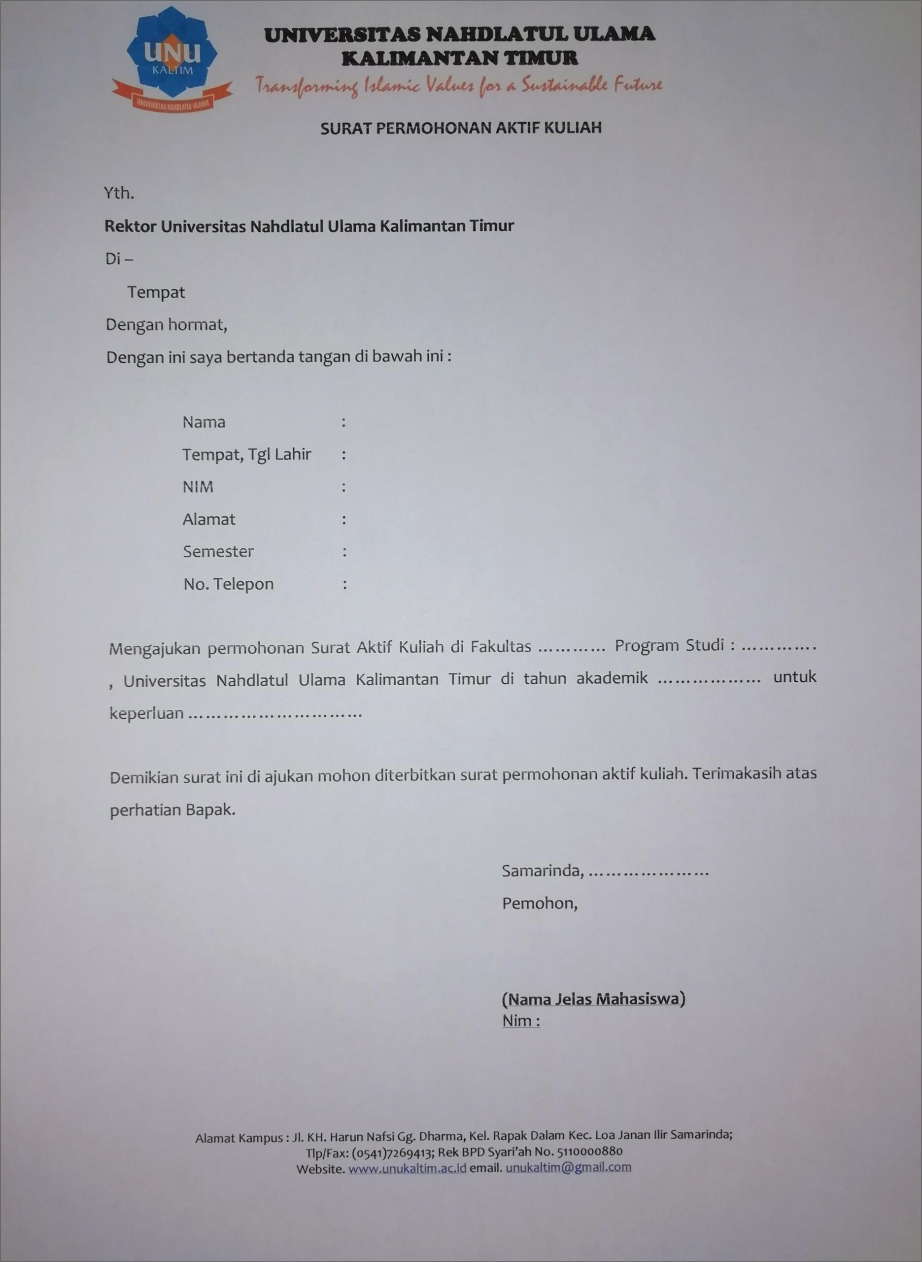 Contoh Surat Keterangan Aktif Kuliah Pdf