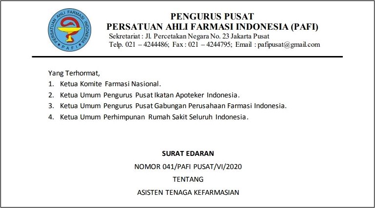 Contoh Surat Keterangan Apoteker Untuk Urus Sikttk