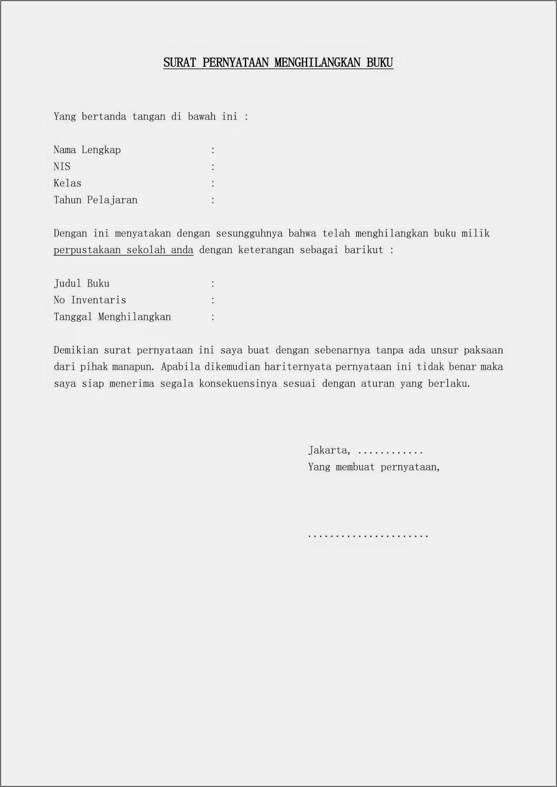 Contoh Surat Keterangan Banjir