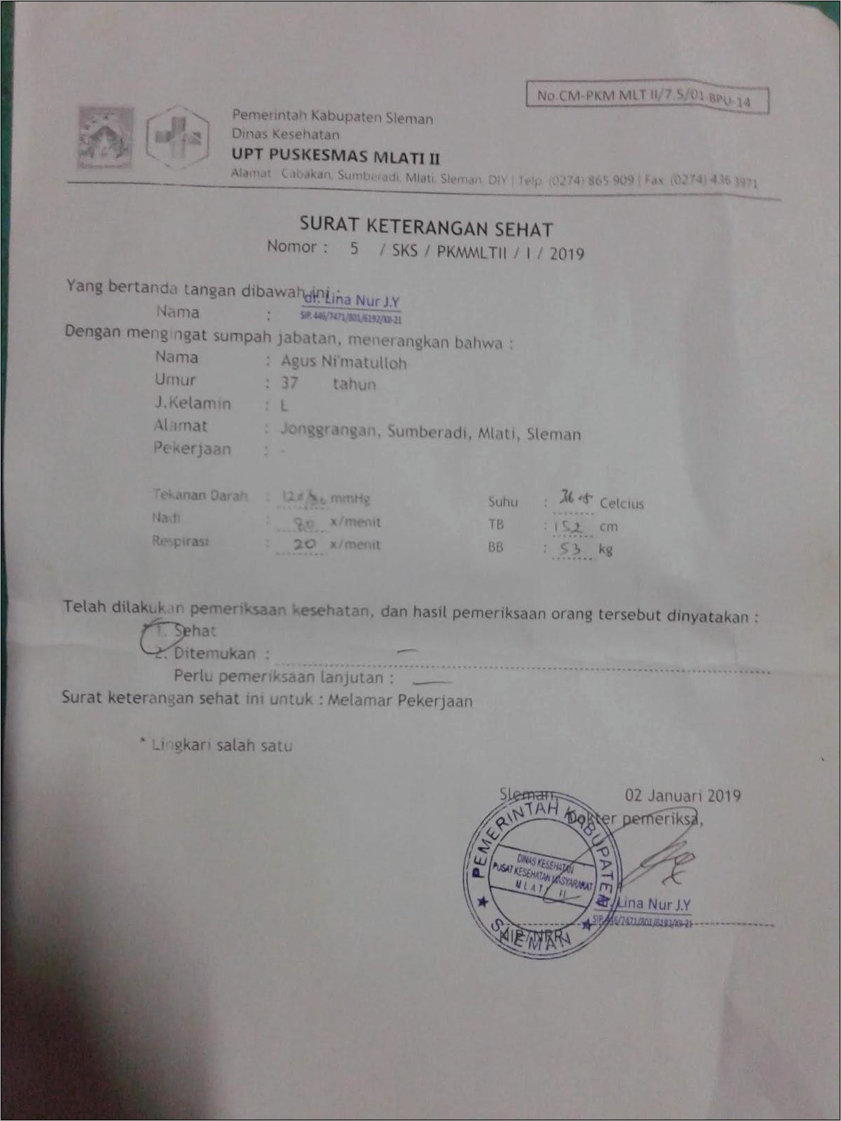 Contoh Surat Keterangan Bb