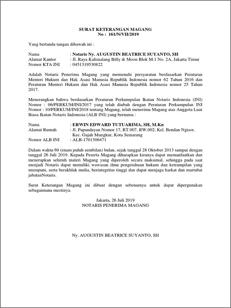 Contoh Surat Keterangan Berakhlak Mulia