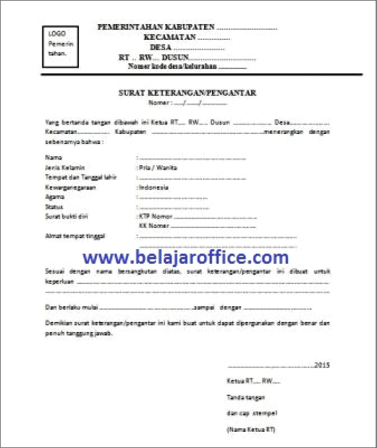 Contoh Surat Keterangan Berangkat Tamasya Dari Desa