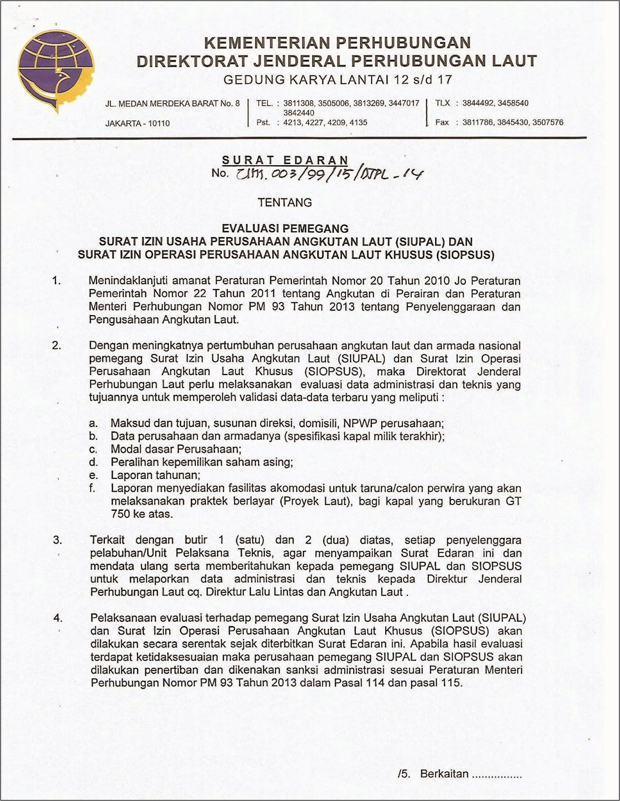 Contoh Surat Keterangan Berlayar