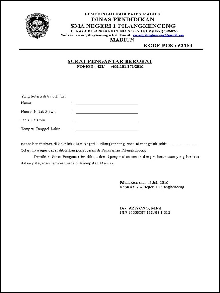 contoh surat rujukan dari sekolah ke puskesmas  Madeleine Gray