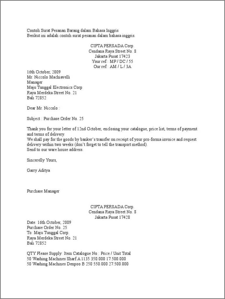 Contoh Surat Keterangan Bhs Inggris